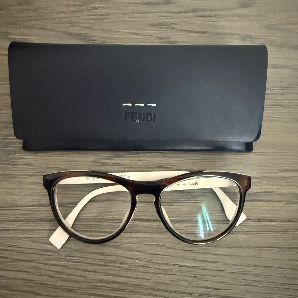 Fendi Women's Glasses with Brown and Cream Frame